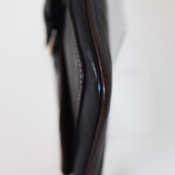 Coach Black Leather Wristlet With Brown Trim - Picture 10 of 15